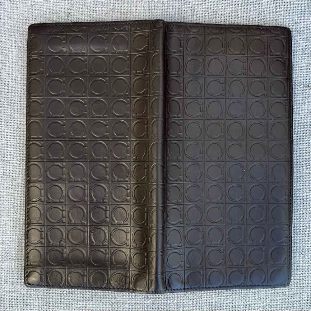Salvatore Ferragamo Long Brown Wallet Monogram Embossed